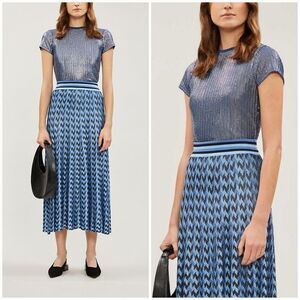 Ted Baker London Catrino Blue Metallic Crewneck Fitted Short Sleeve Tee Shirt 1